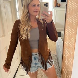 Hinge faux Suede Fringe Jacket